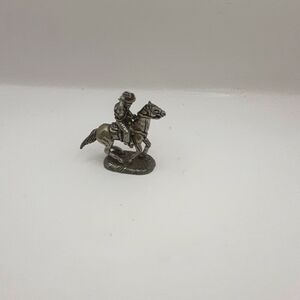Vintage Pewter Mini Cowboy on Horse 2.5" X 3"